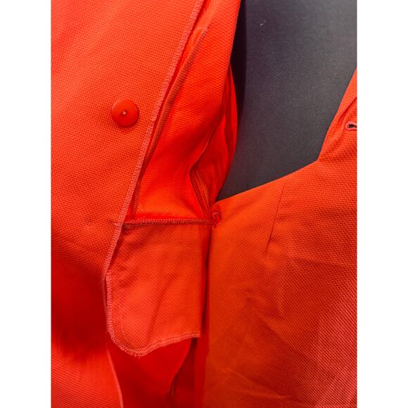 VINTAGE Rodier Coral Orange Blazer Dress Peak Lapel Double Breasted 38 FRANCE - Picture 5 of 8